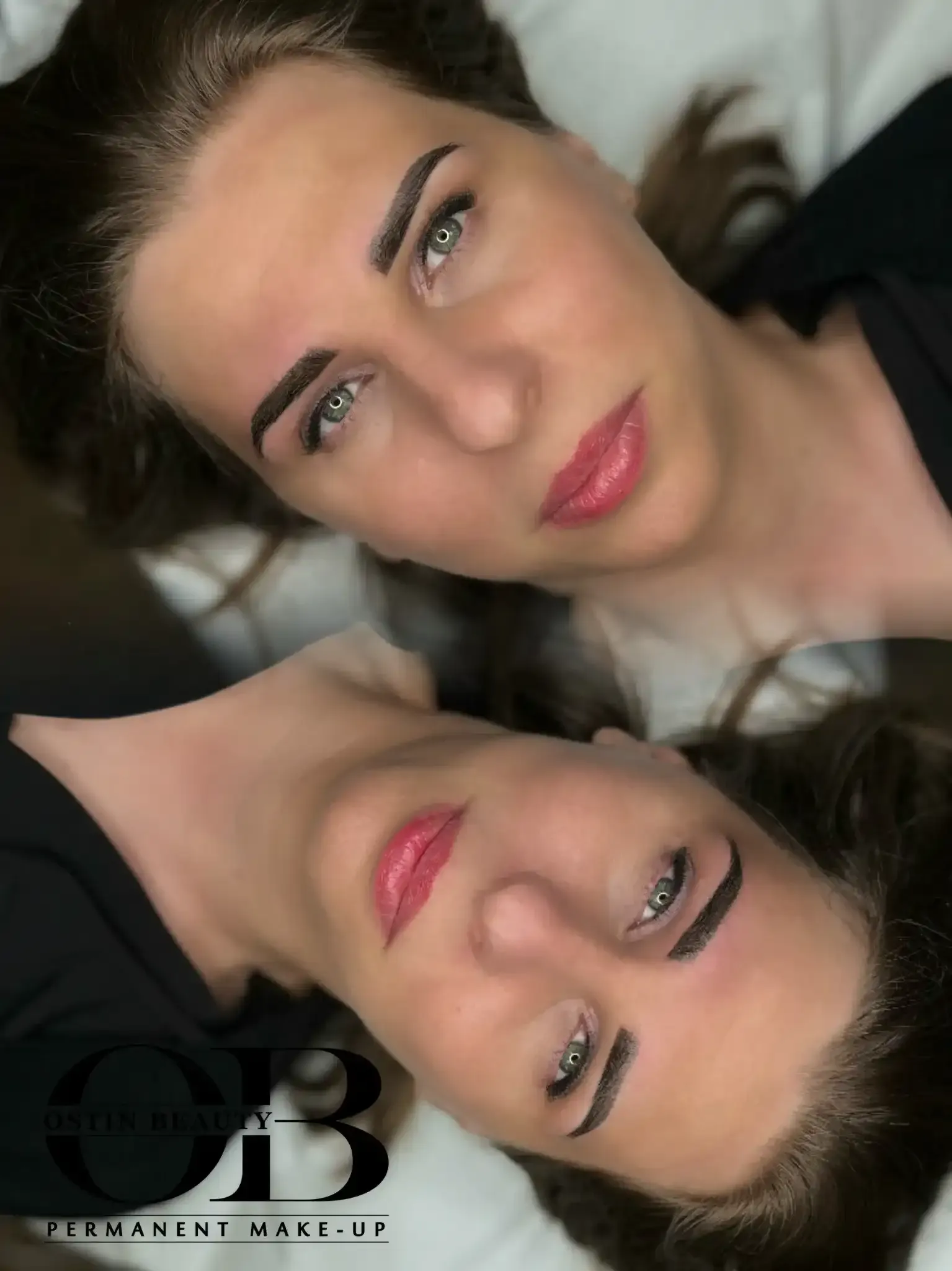 Before and after results of permanent makeup by Ostin Beauty – eyebrows, lips, eyeliner